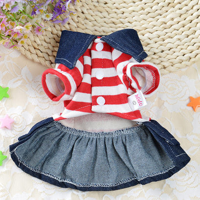 Denim Suspenders Dog Clothes Pet Supplies Clothing Striped Suspenders Bear Four-legged Pants