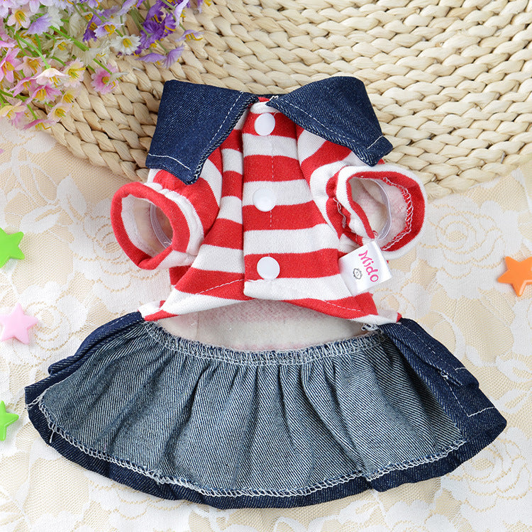 Denim Suspenders Dog Clothes Pet Supplies Clothing Striped Suspenders Bear Four-legged Pants