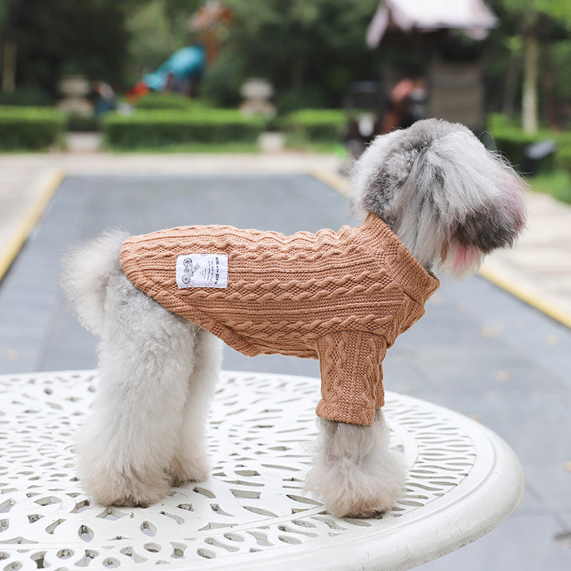 Acrylic High Elastic Pet Knitted Solid Color Sweater