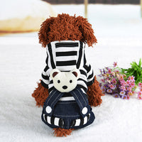 Denim Suspenders Dog Clothes Pet Supplies Clothing Striped Suspenders Bear Four-legged Pants